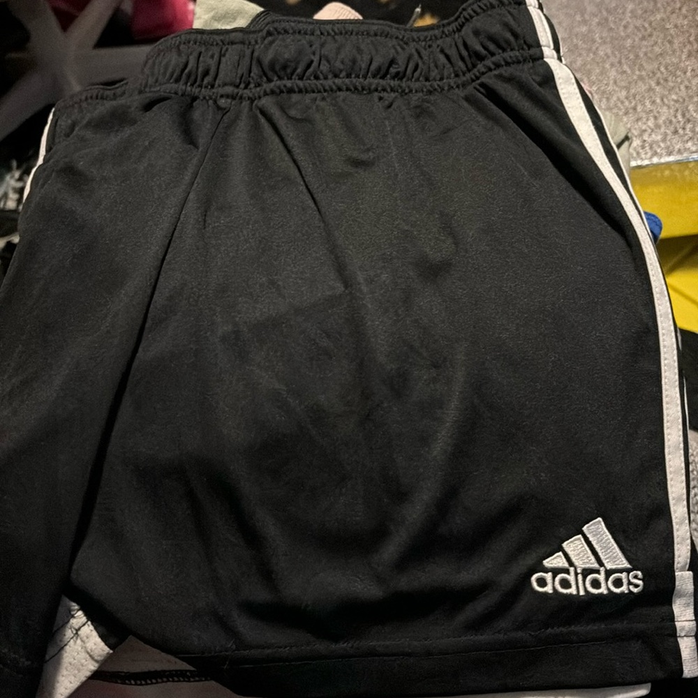 Black with white stripes Adidas shorts